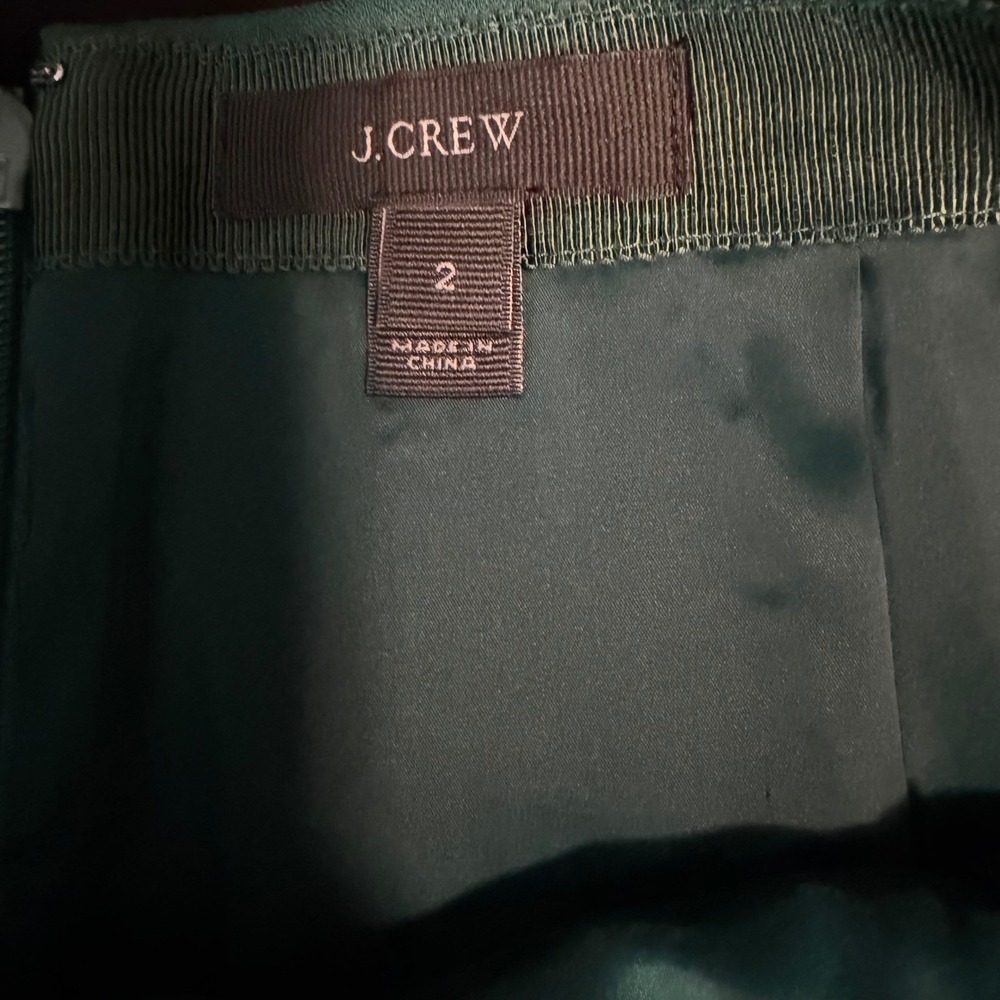 J.Crew A-Line Mini Skirt 2 Dark Green Structured Stretch Style 03394 - Picture 3 of 4